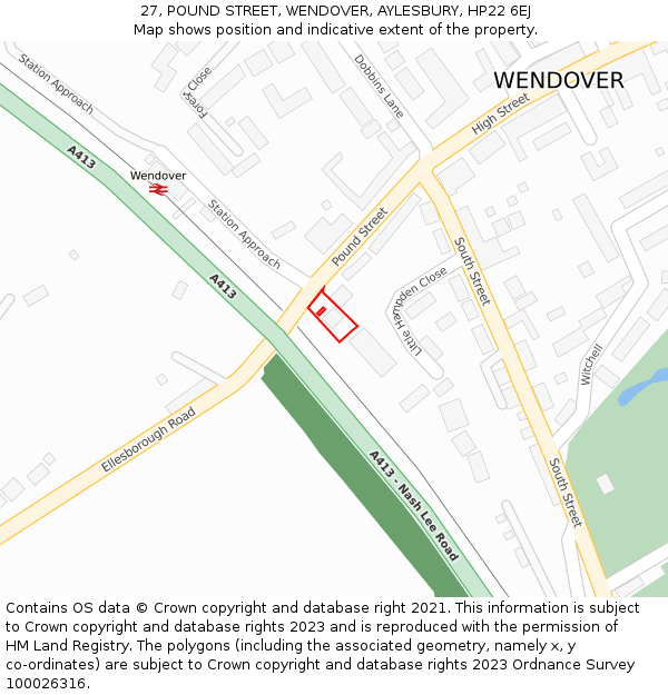 27, POUND STREET, WENDOVER, AYLESBURY, HP22 6EJ: Location map and indicative extent of plot