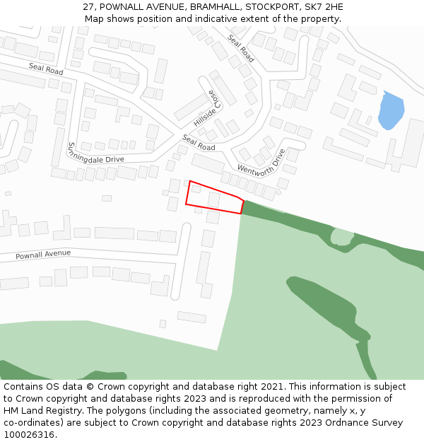 27, POWNALL AVENUE, BRAMHALL, STOCKPORT, SK7 2HE: Location map and indicative extent of plot