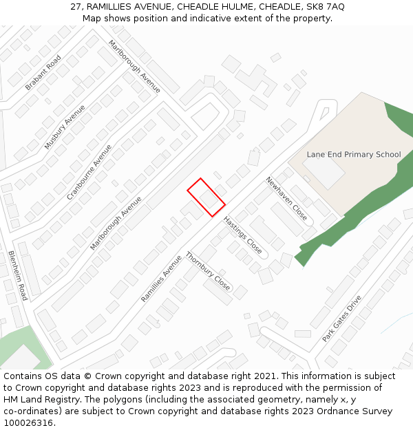 27, RAMILLIES AVENUE, CHEADLE HULME, CHEADLE, SK8 7AQ: Location map and indicative extent of plot