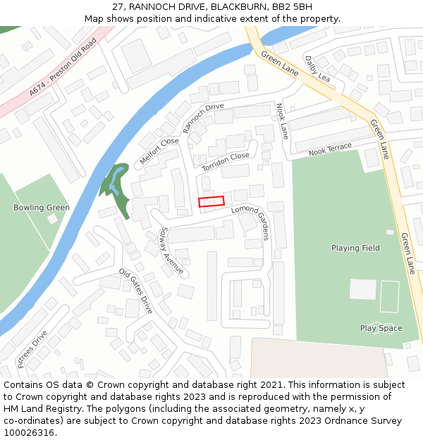 27, RANNOCH DRIVE, BLACKBURN, BB2 5BH: Location map and indicative extent of plot