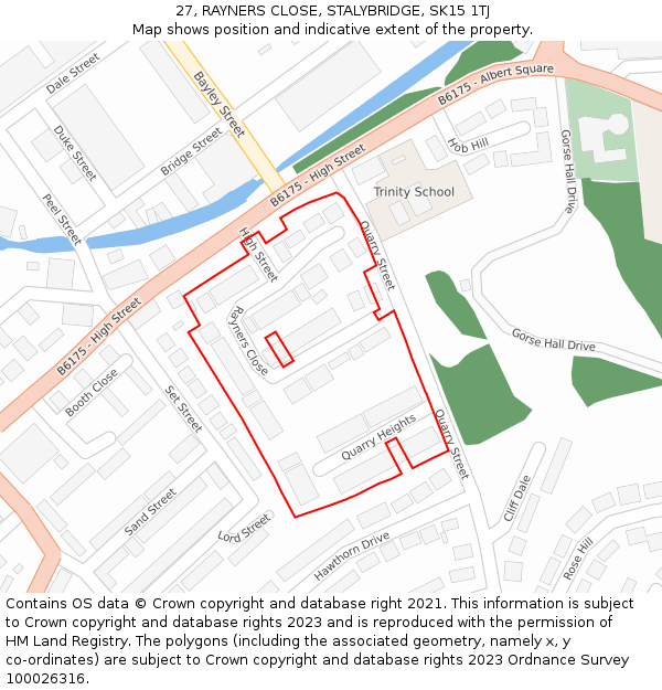 27, RAYNERS CLOSE, STALYBRIDGE, SK15 1TJ: Location map and indicative extent of plot