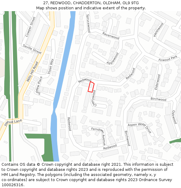 27, REDWOOD, CHADDERTON, OLDHAM, OL9 9TG: Location map and indicative extent of plot