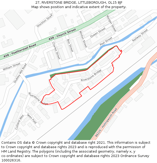 27, RIVERSTONE BRIDGE, LITTLEBOROUGH, OL15 8JF: Location map and indicative extent of plot
