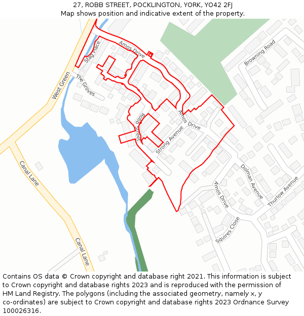 27, ROBB STREET, POCKLINGTON, YORK, YO42 2FJ: Location map and indicative extent of plot