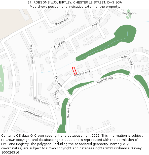 27, ROBSONS WAY, BIRTLEY, CHESTER LE STREET, DH3 1GA: Location map and indicative extent of plot