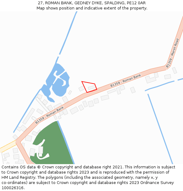 27, ROMAN BANK, GEDNEY DYKE, SPALDING, PE12 0AR: Location map and indicative extent of plot