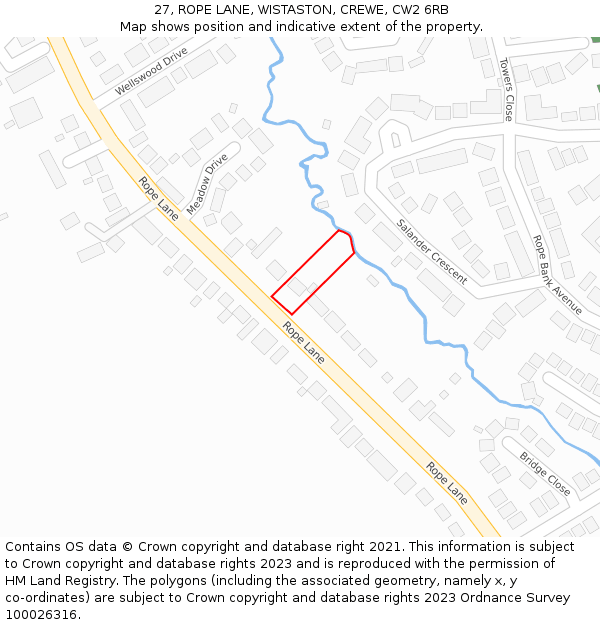 27, ROPE LANE, WISTASTON, CREWE, CW2 6RB: Location map and indicative extent of plot
