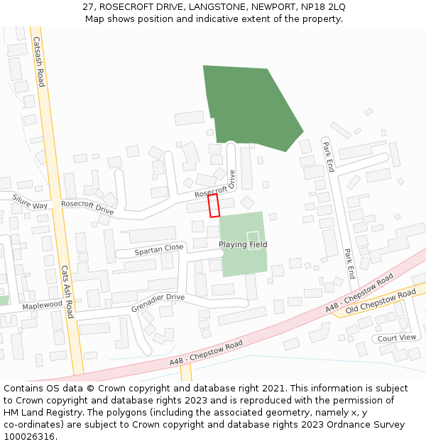 27, ROSECROFT DRIVE, LANGSTONE, NEWPORT, NP18 2LQ: Location map and indicative extent of plot