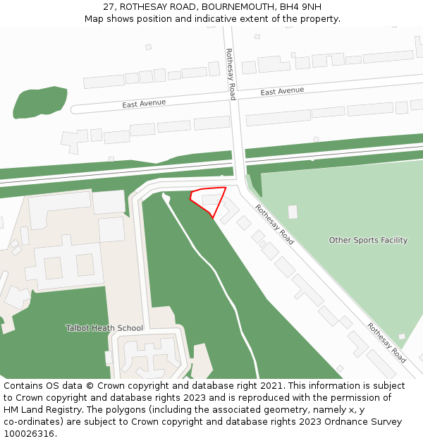 27, ROTHESAY ROAD, BOURNEMOUTH, BH4 9NH: Location map and indicative extent of plot