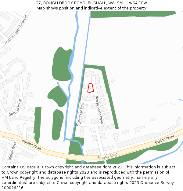 27, ROUGH BROOK ROAD, RUSHALL, WALSALL, WS4 1EW: Location map and indicative extent of plot