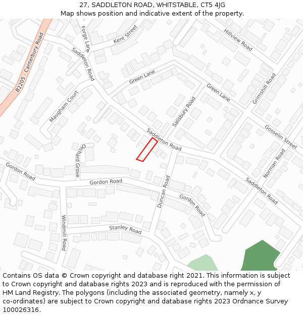 27, SADDLETON ROAD, WHITSTABLE, CT5 4JG: Location map and indicative extent of plot