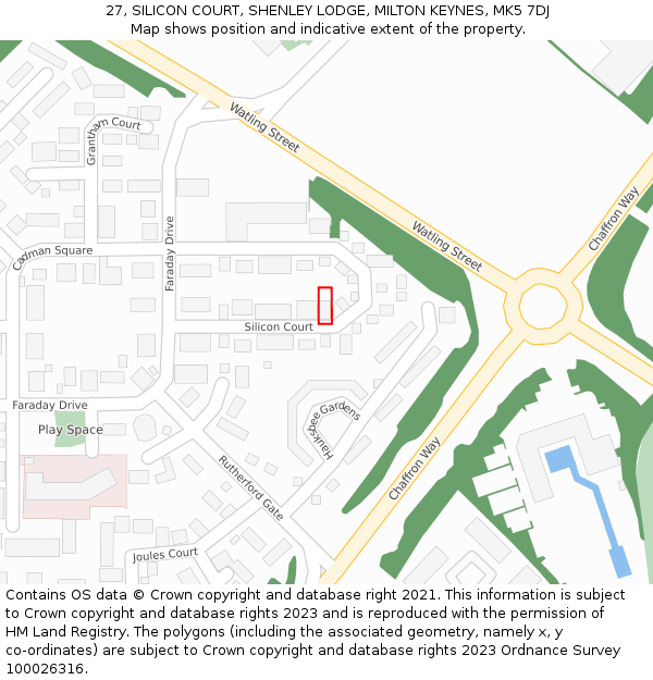 27, SILICON COURT, SHENLEY LODGE, MILTON KEYNES, MK5 7DJ: Location map and indicative extent of plot