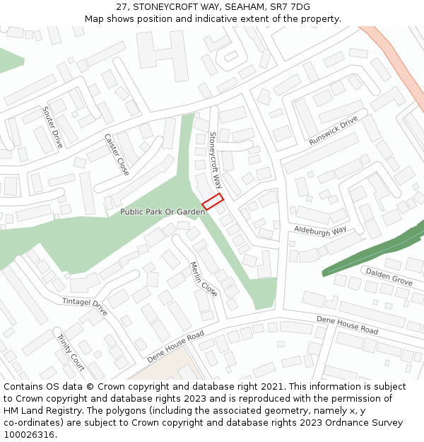 27, STONEYCROFT WAY, SEAHAM, SR7 7DG: Location map and indicative extent of plot