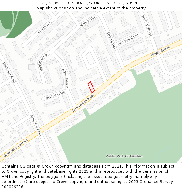 27, STRATHEDEN ROAD, STOKE-ON-TRENT, ST6 7PD: Location map and indicative extent of plot