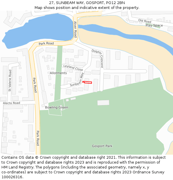 27, SUNBEAM WAY, GOSPORT, PO12 2BN: Location map and indicative extent of plot