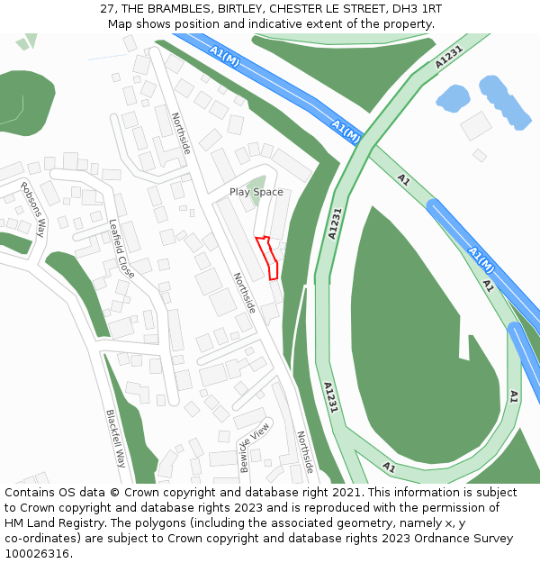 27, THE BRAMBLES, BIRTLEY, CHESTER LE STREET, DH3 1RT: Location map and indicative extent of plot