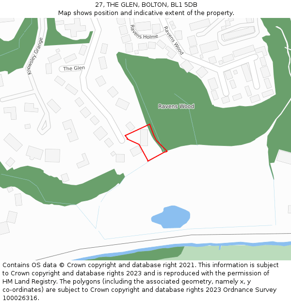 27, THE GLEN, BOLTON, BL1 5DB: Location map and indicative extent of plot