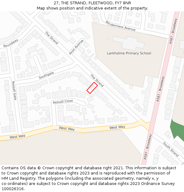 27, THE STRAND, FLEETWOOD, FY7 8NR: Location map and indicative extent of plot