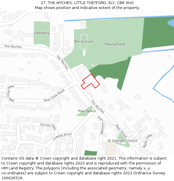 27, THE WYCHES, LITTLE THETFORD, ELY, CB6 3HG: Location map and indicative extent of plot