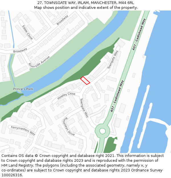 27, TOWNSGATE WAY, IRLAM, MANCHESTER, M44 6RL: Location map and indicative extent of plot