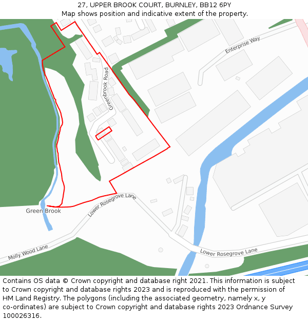 27, UPPER BROOK COURT, BURNLEY, BB12 6PY: Location map and indicative extent of plot