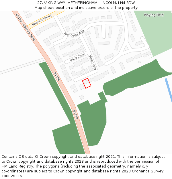 27, VIKING WAY, METHERINGHAM, LINCOLN, LN4 3DW: Location map and indicative extent of plot