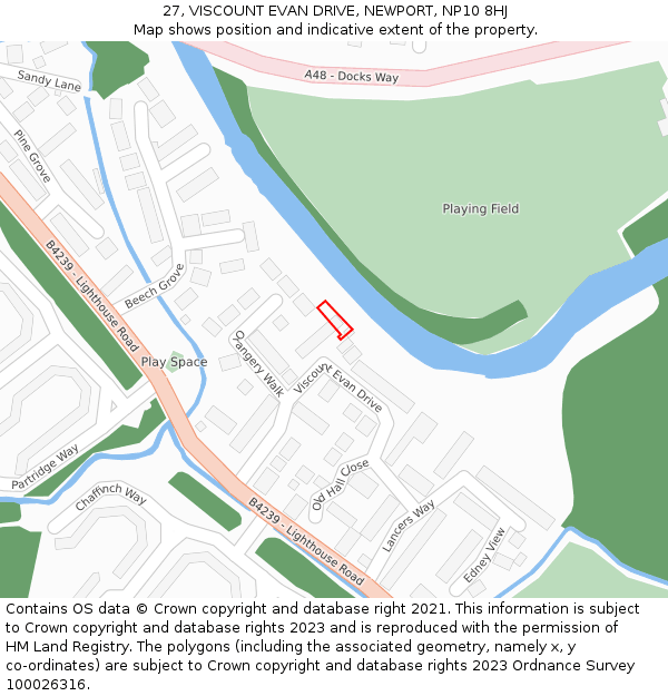 27, VISCOUNT EVAN DRIVE, NEWPORT, NP10 8HJ: Location map and indicative extent of plot