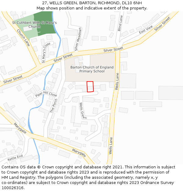 27, WELLS GREEN, BARTON, RICHMOND, DL10 6NH: Location map and indicative extent of plot