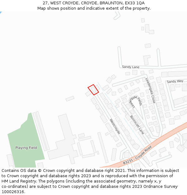 27, WEST CROYDE, CROYDE, BRAUNTON, EX33 1QA: Location map and indicative extent of plot