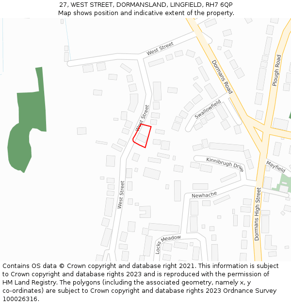 27, WEST STREET, DORMANSLAND, LINGFIELD, RH7 6QP: Location map and indicative extent of plot