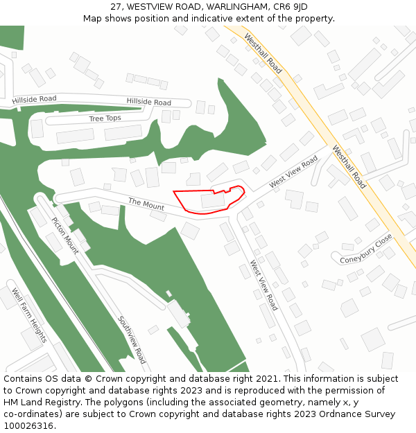 27, WESTVIEW ROAD, WARLINGHAM, CR6 9JD: Location map and indicative extent of plot