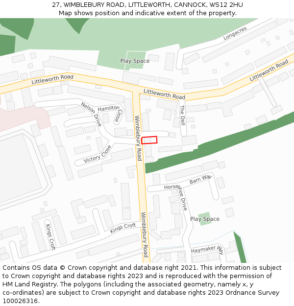 27, WIMBLEBURY ROAD, LITTLEWORTH, CANNOCK, WS12 2HU: Location map and indicative extent of plot