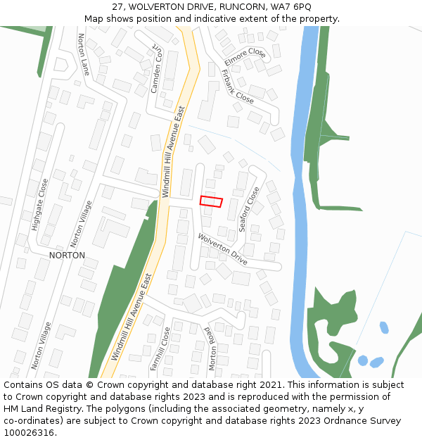 27, WOLVERTON DRIVE, RUNCORN, WA7 6PQ: Location map and indicative extent of plot