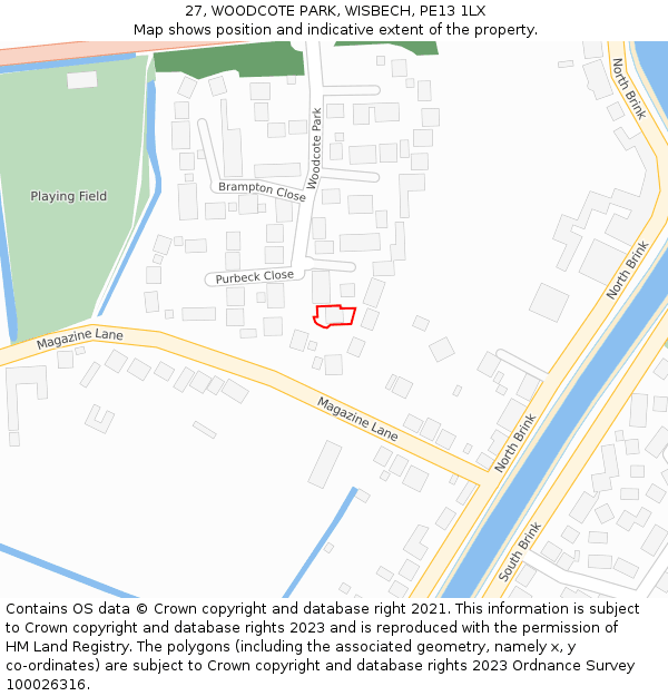 27, WOODCOTE PARK, WISBECH, PE13 1LX: Location map and indicative extent of plot
