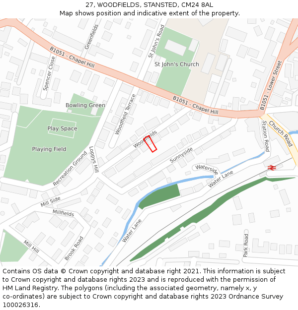 27, WOODFIELDS, STANSTED, CM24 8AL: Location map and indicative extent of plot