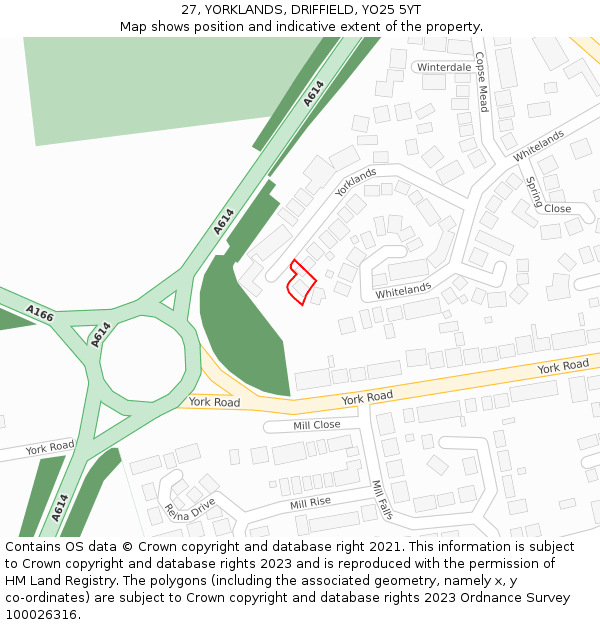 27, YORKLANDS, DRIFFIELD, YO25 5YT: Location map and indicative extent of plot