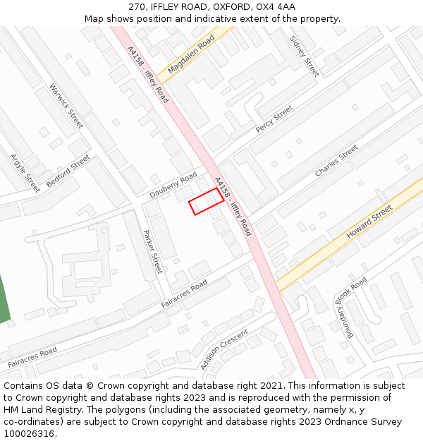 270, IFFLEY ROAD, OXFORD, OX4 4AA: Location map and indicative extent of plot