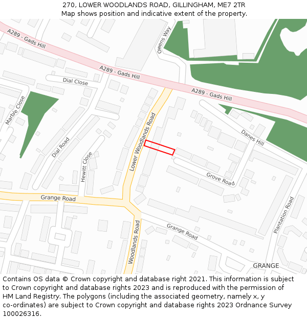 270, LOWER WOODLANDS ROAD, GILLINGHAM, ME7 2TR: Location map and indicative extent of plot