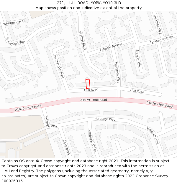 271, HULL ROAD, YORK, YO10 3LB: Location map and indicative extent of plot