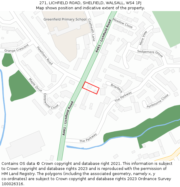 271, LICHFIELD ROAD, SHELFIELD, WALSALL, WS4 1PJ: Location map and indicative extent of plot