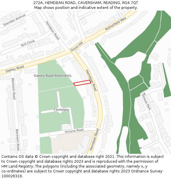 272A, HEMDEAN ROAD, CAVERSHAM, READING, RG4 7QT: Location map and indicative extent of plot