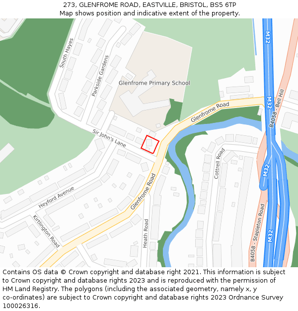 273, GLENFROME ROAD, EASTVILLE, BRISTOL, BS5 6TP: Location map and indicative extent of plot