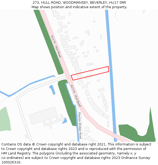 273, HULL ROAD, WOODMANSEY, BEVERLEY, HU17 0RR: Location map and indicative extent of plot