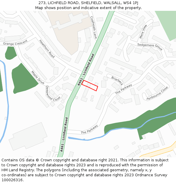 273, LICHFIELD ROAD, SHELFIELD, WALSALL, WS4 1PJ: Location map and indicative extent of plot