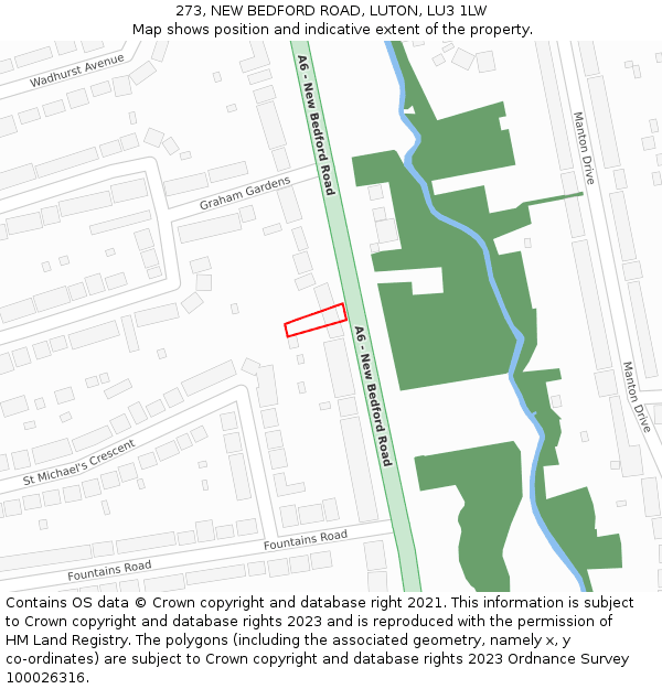 273, NEW BEDFORD ROAD, LUTON, LU3 1LW: Location map and indicative extent of plot