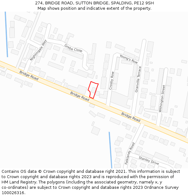 274, BRIDGE ROAD, SUTTON BRIDGE, SPALDING, PE12 9SH: Location map and indicative extent of plot