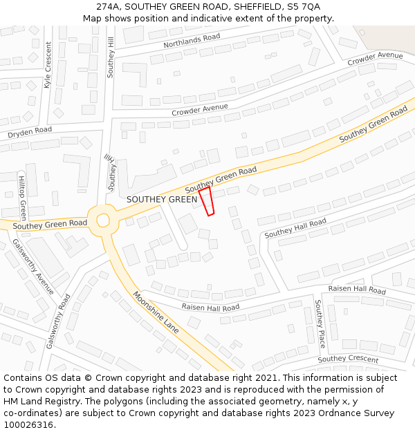 274A, SOUTHEY GREEN ROAD, SHEFFIELD, S5 7QA: Location map and indicative extent of plot