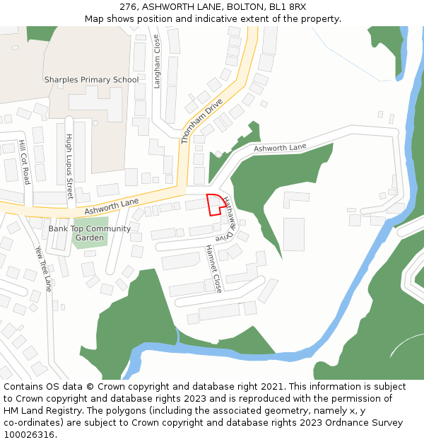 276, ASHWORTH LANE, BOLTON, BL1 8RX: Location map and indicative extent of plot