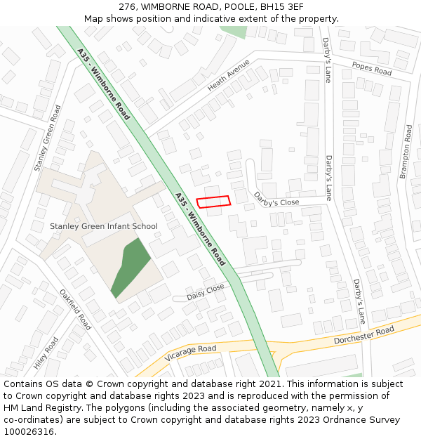 276, WIMBORNE ROAD, POOLE, BH15 3EF: Location map and indicative extent of plot