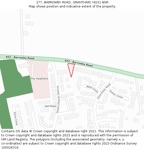 277, BARROWBY ROAD, GRANTHAM, NG31 8NR: Location map and indicative extent of plot